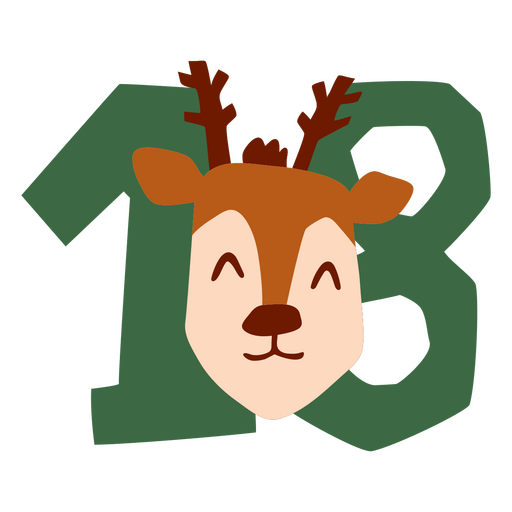 Cartoon deer with the number 18 on his head PNG Design
