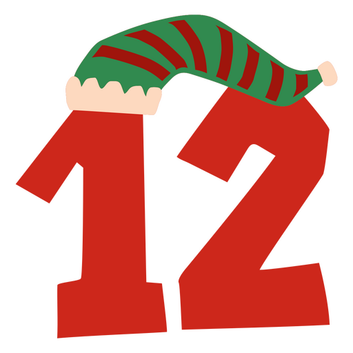 Gorro de Papá Noel con el número 12. Diseño PNG