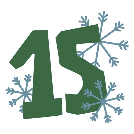 Grüne Zahl mit Schneeflocken darauf PNG-Design
