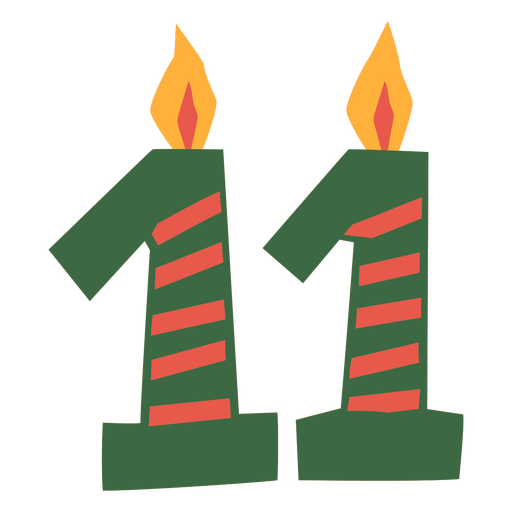 Two candles with the number 11 on them PNG Design