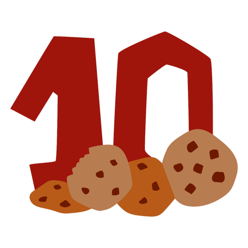 Die Zahl zehn mit Keksen PNG-Design