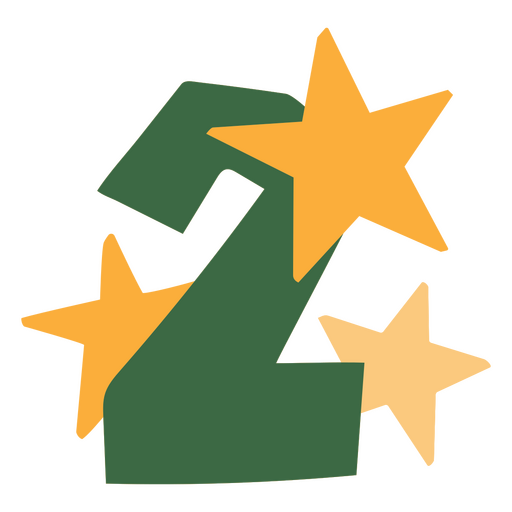 El número dos con estrellas. Diseño PNG