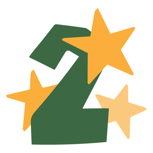 The number two with stars on it PNG Design