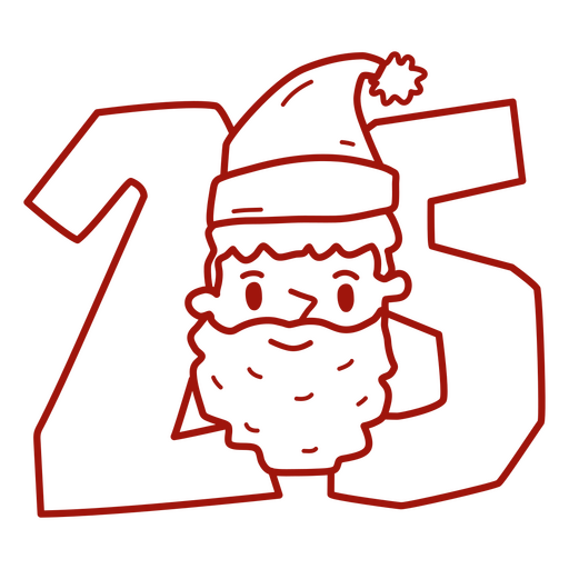 Papá Noel con el número 25. Diseño PNG