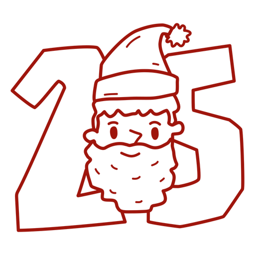Papai Noel com o número 25 Desenho PNG