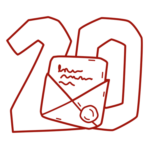 Envelope vermelho com a palavra 20 Desenho PNG