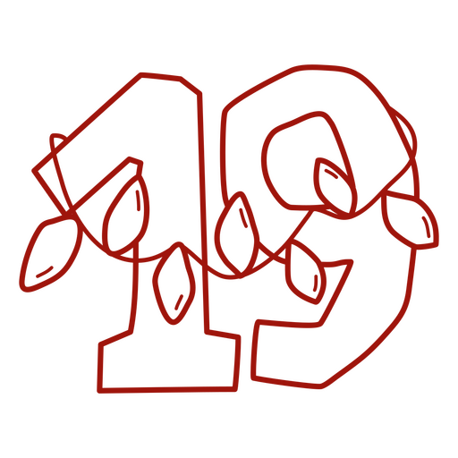 The number 19 is drawn in red PNG Design