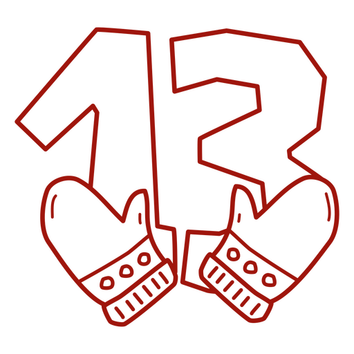 Die Nummer 13 mit Fäustlingen PNG-Design