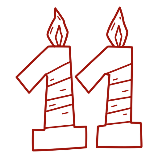 Ilustração de vela de aniversário festiva com design de camiseta com o número onze Desenho PNG