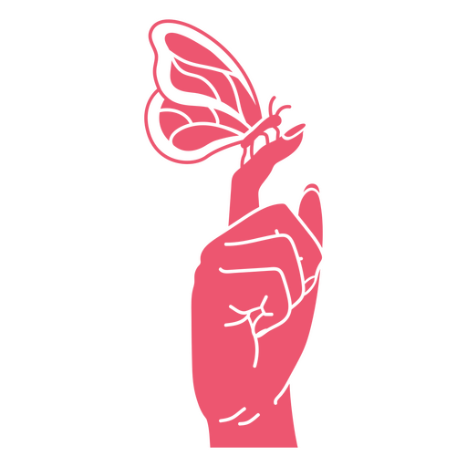 M?o rosa com uma borboleta Desenho PNG