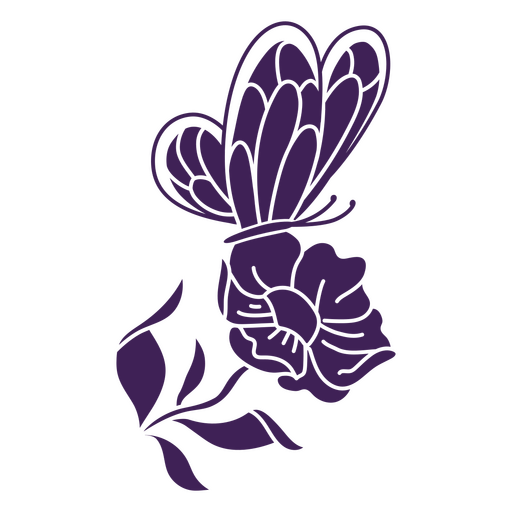 Elegante diseño de mariposa con motivo de flores. Diseño PNG