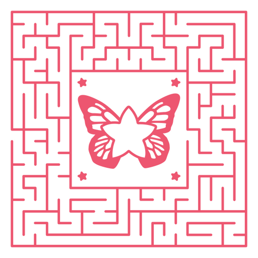 Pink butterfly in the middle of a maze PNG Design
