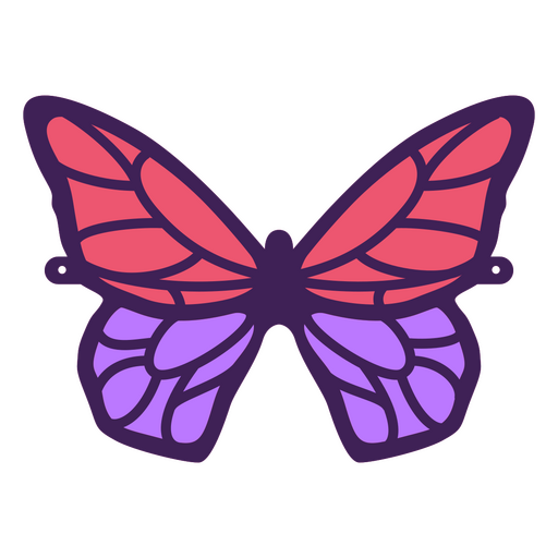 Mariposa con alas moradas y rosas. Diseño PNG
