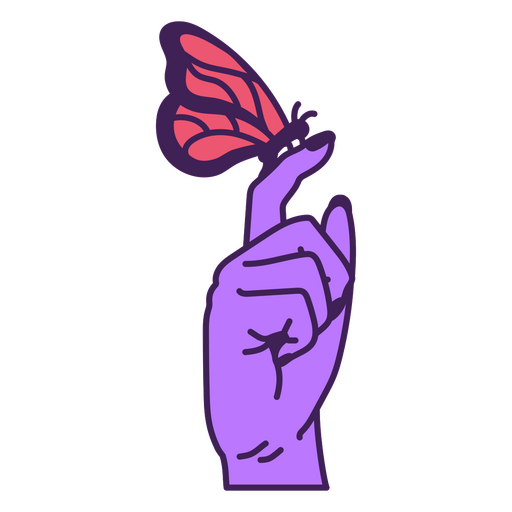 Ilustração caprichosa de uma mão de borboleta Desenho PNG