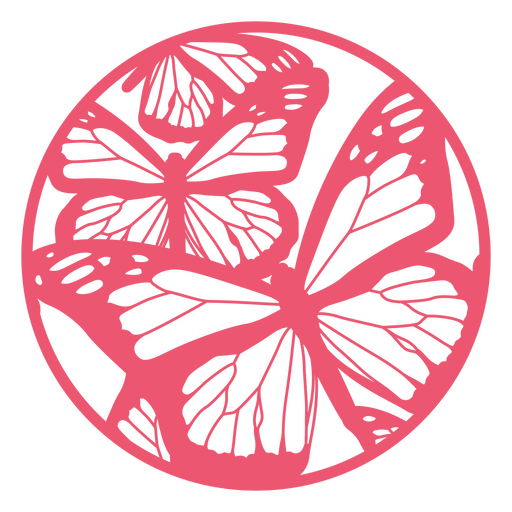 Borboleta rosa em um círculo Desenho PNG
