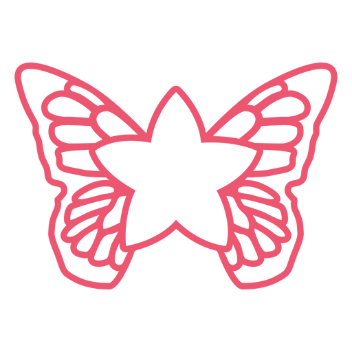Pink butterfly with a star PNG Design