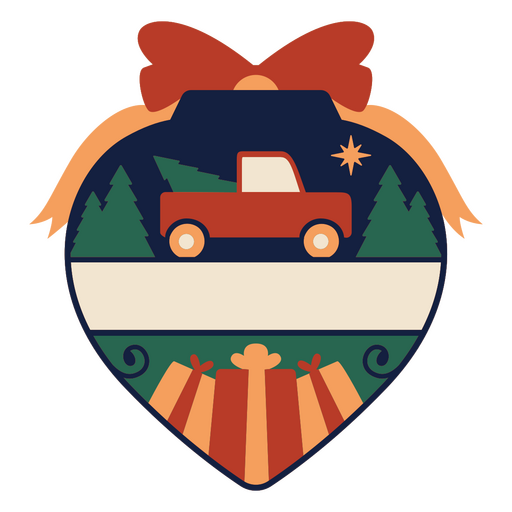 Christmas tree ornament with a truck and bow PNG Design