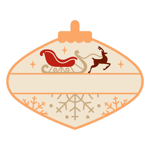 Diseño de adorno navideño caprichoso con renos y trineos. Diseño PNG