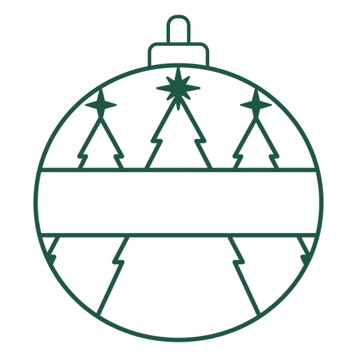 Bola de Navidad verde con árboles. Diseño PNG