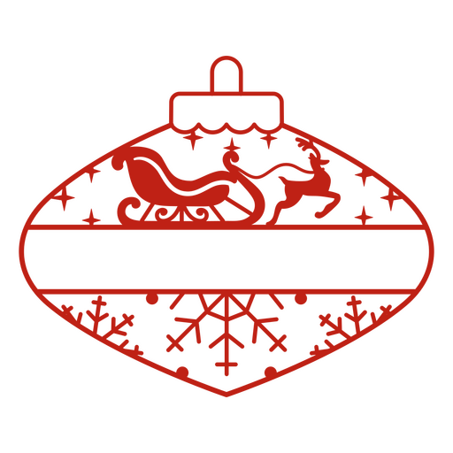 Christmas ornament with a sleigh and reindeer PNG Design
