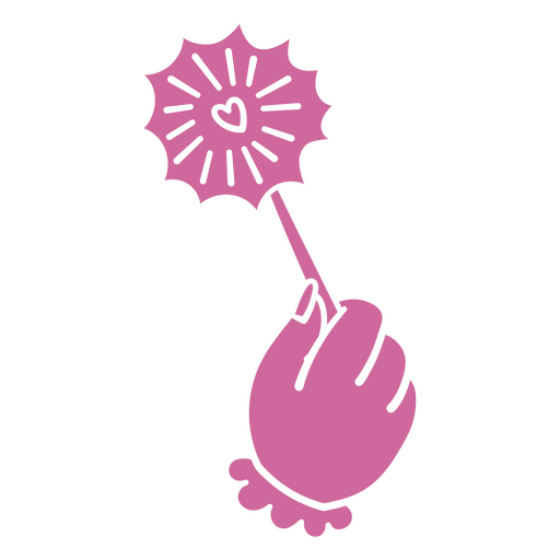 Playful pink hand holding a whimsical sparkle icon PNG Design
