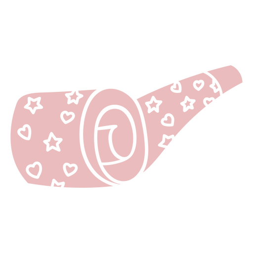 Diseño divertido de cuerno de fiesta con corazones y estrellas. Diseño PNG