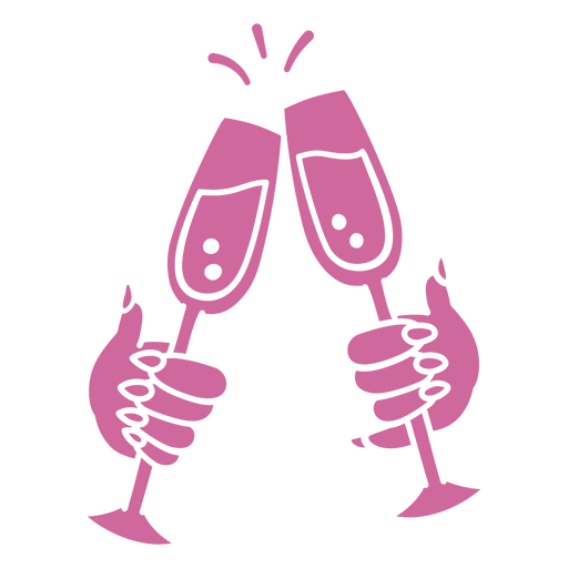 Diseño de celebración con copas de champán divertidas Diseño PNG