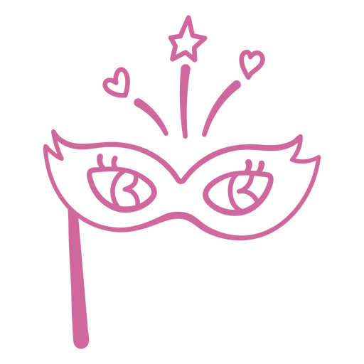 Playful pink mask design with hearts and stars PNG Design