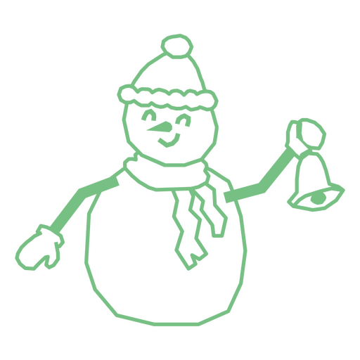 Skurrilen Umriss Schneemann hält eine Glocke Abbildung PNG-Design