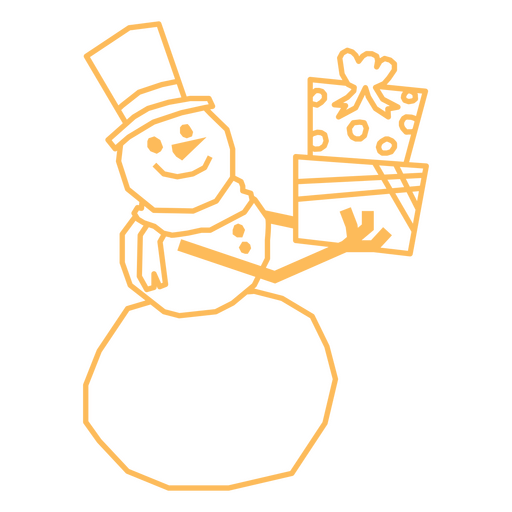 Cheerful snowman design with gift PNG Design