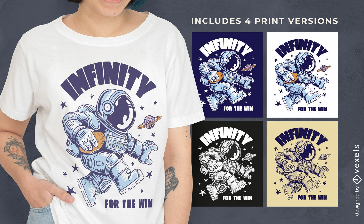 Astronauten-T-Shirt-Design mehrfarbig