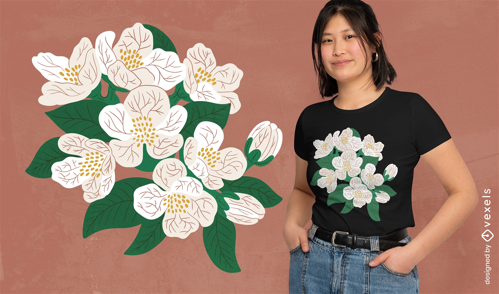 Diseño de camiseta de flor de manzana.