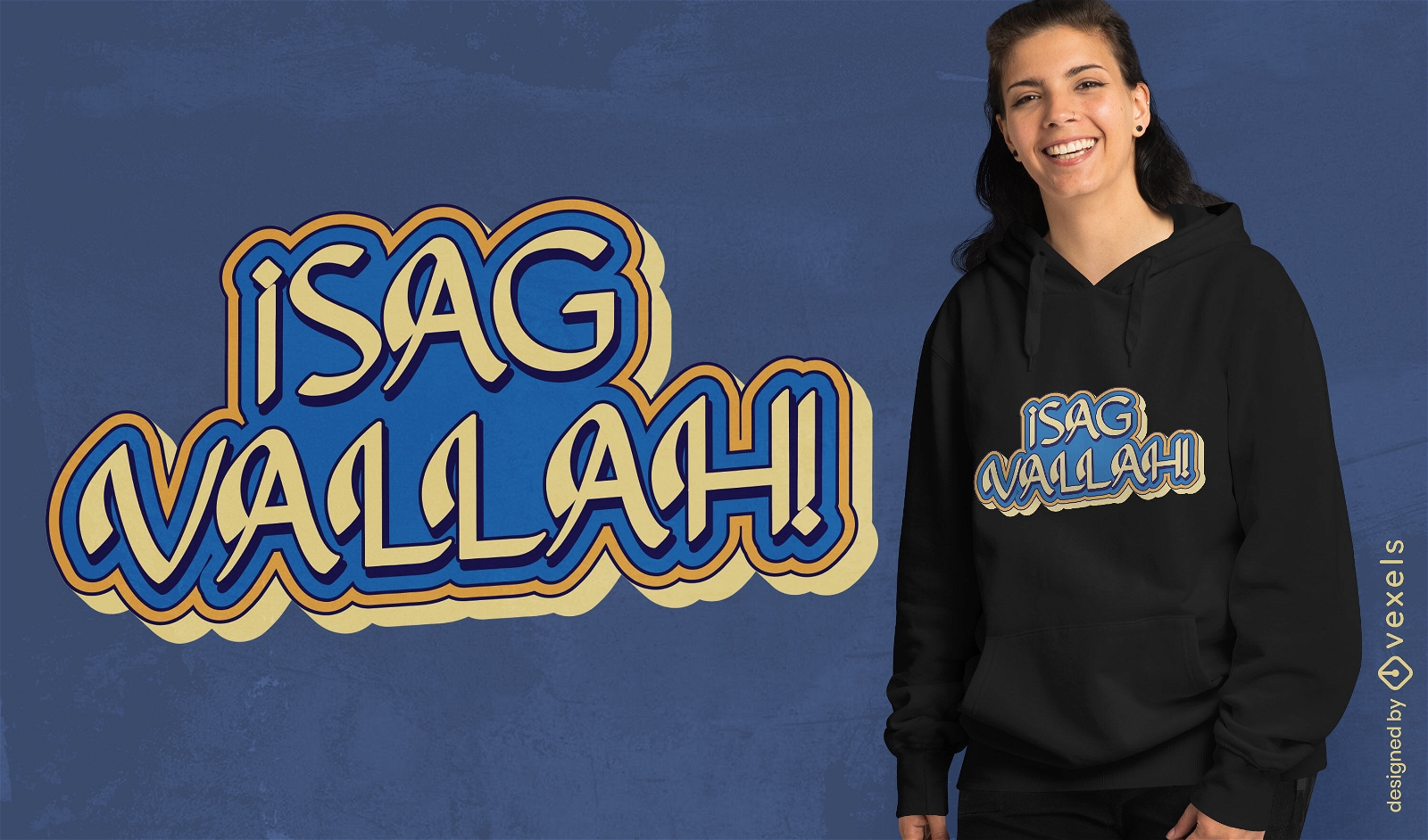 Design de camiseta com letras Sag Vallah