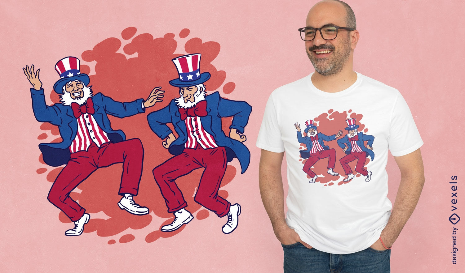Uncle Sam Tanzendes T-Shirt-Design - Vektor Download