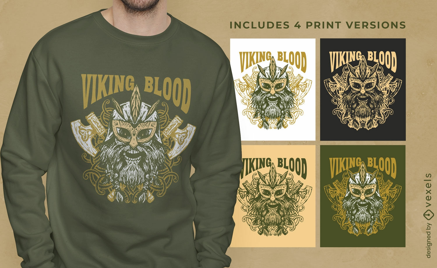 Diseño de camiseta vikinga múltiples versiones
