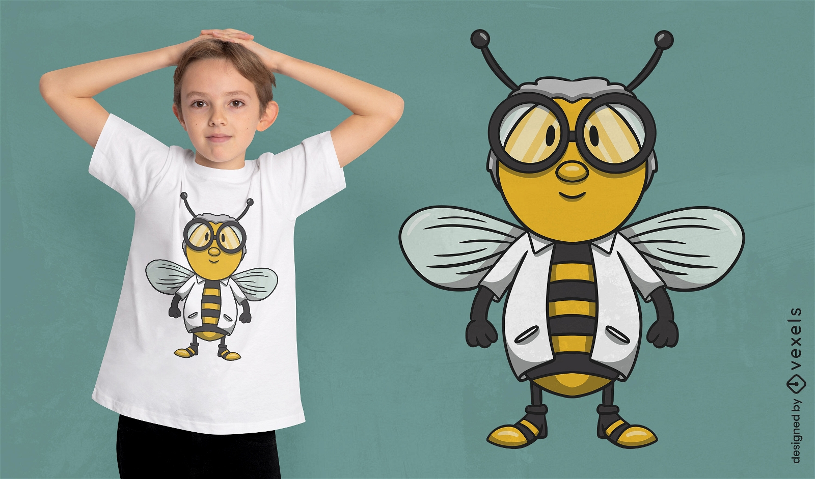 Design de camiseta de abelha cientista