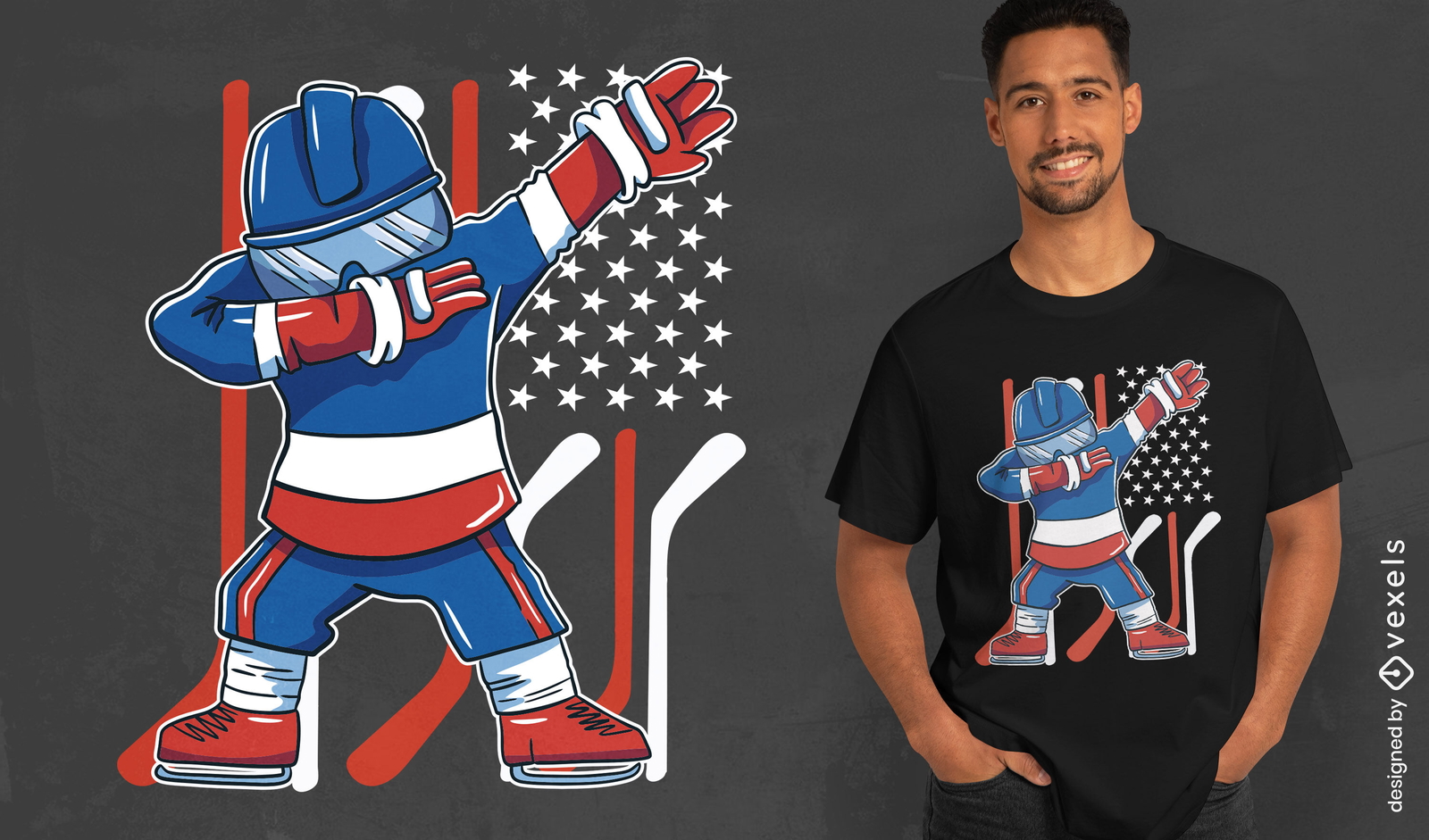 Descarga Vector De Diseno De Camiseta De Jugador De Hockey Americano