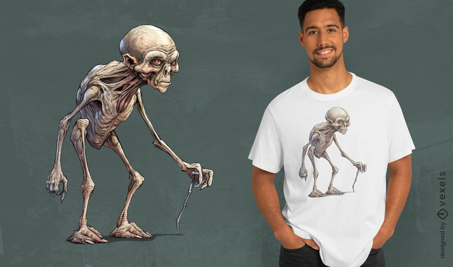 Design de camiseta com criatura alienígena