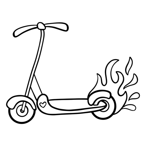 Ilustração lúdica de scooter com chamas Desenho PNG