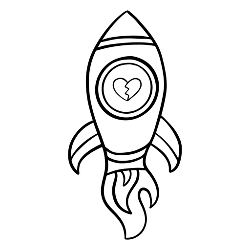 Design lúdico de foguete com motivo de coração Desenho PNG