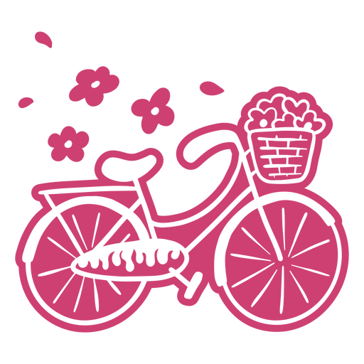 Charming pink bicycle illustration with flowers PNG Design