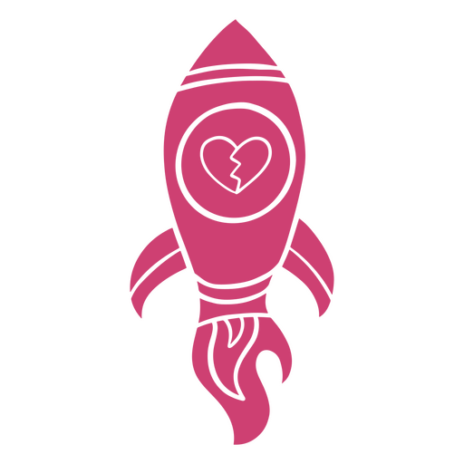Verspieltes Raketendesign mit gebrochenem Herzen PNG-Design