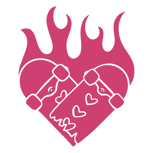 Diseño de patineta vanguardista con forma de corazón en llamas Diseño PNG