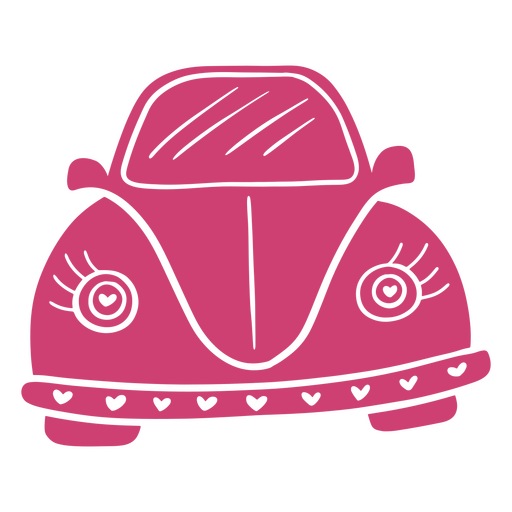 Ilustración divertida de un coche vintage rosa Diseño PNG