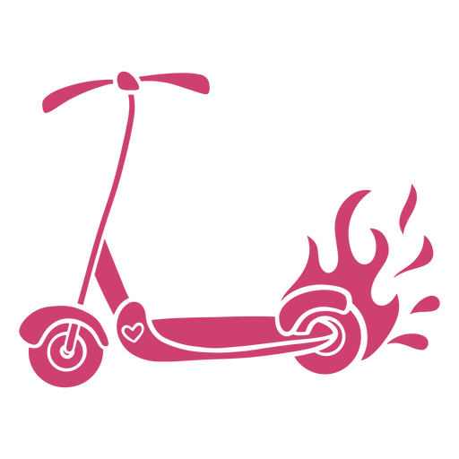 Design lúdico de scooter com rodas em chamas Desenho PNG