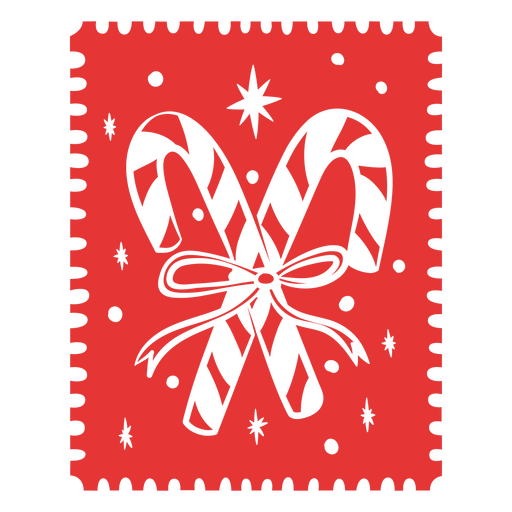 Festive candy cane design with bow and stars PNG Design