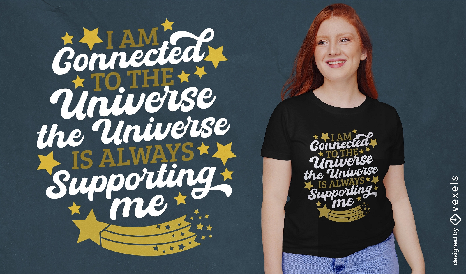 Dise?o de camiseta con cita de astrolog?a y universo.