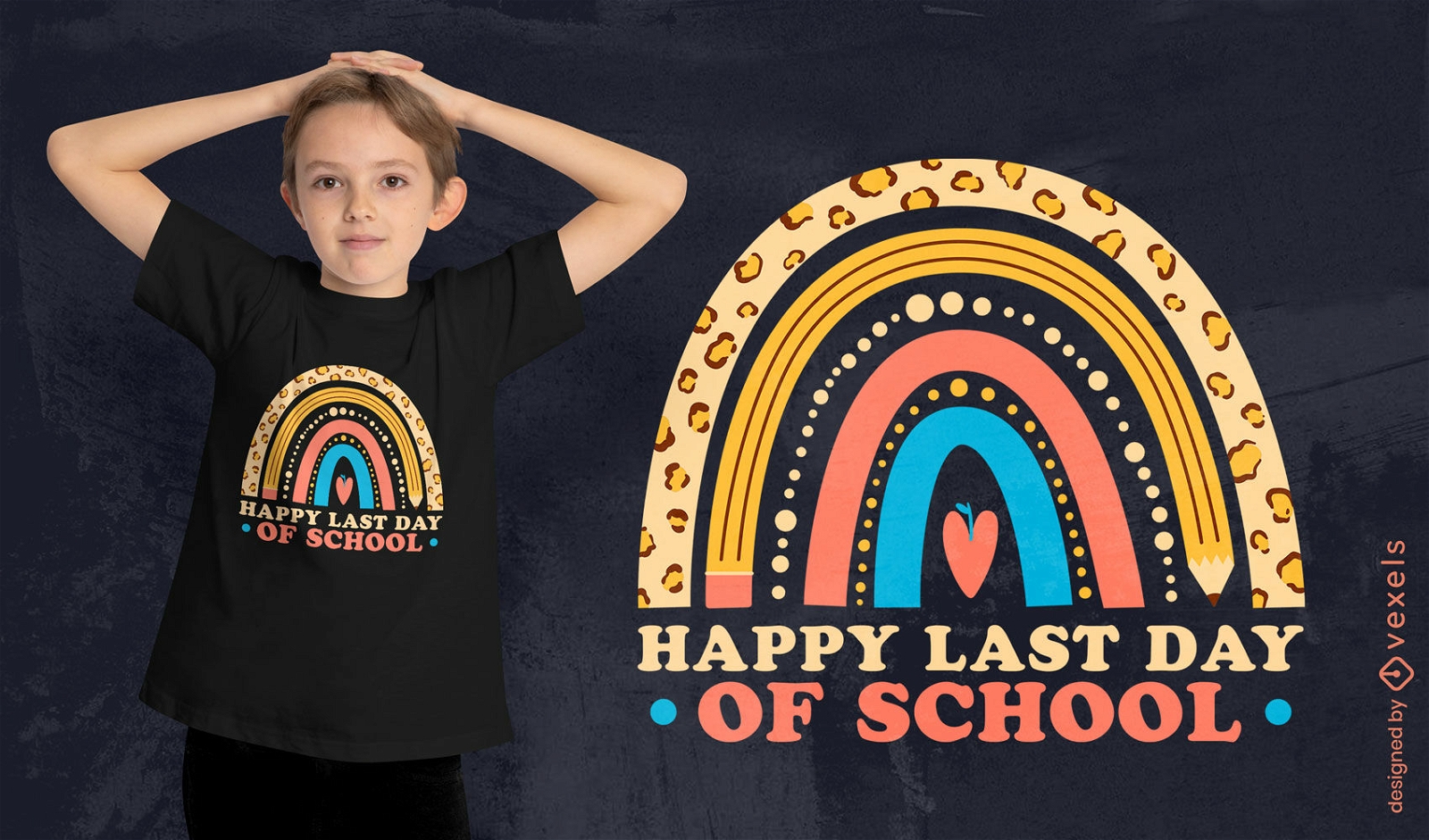 Regenbogen-T-Shirt-Design für den letzten Schultag