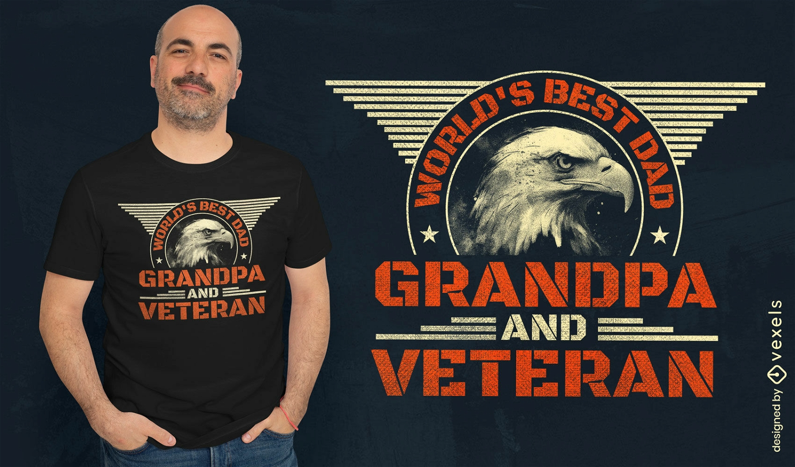 Diseño de camiseta de abuelo y veterano.