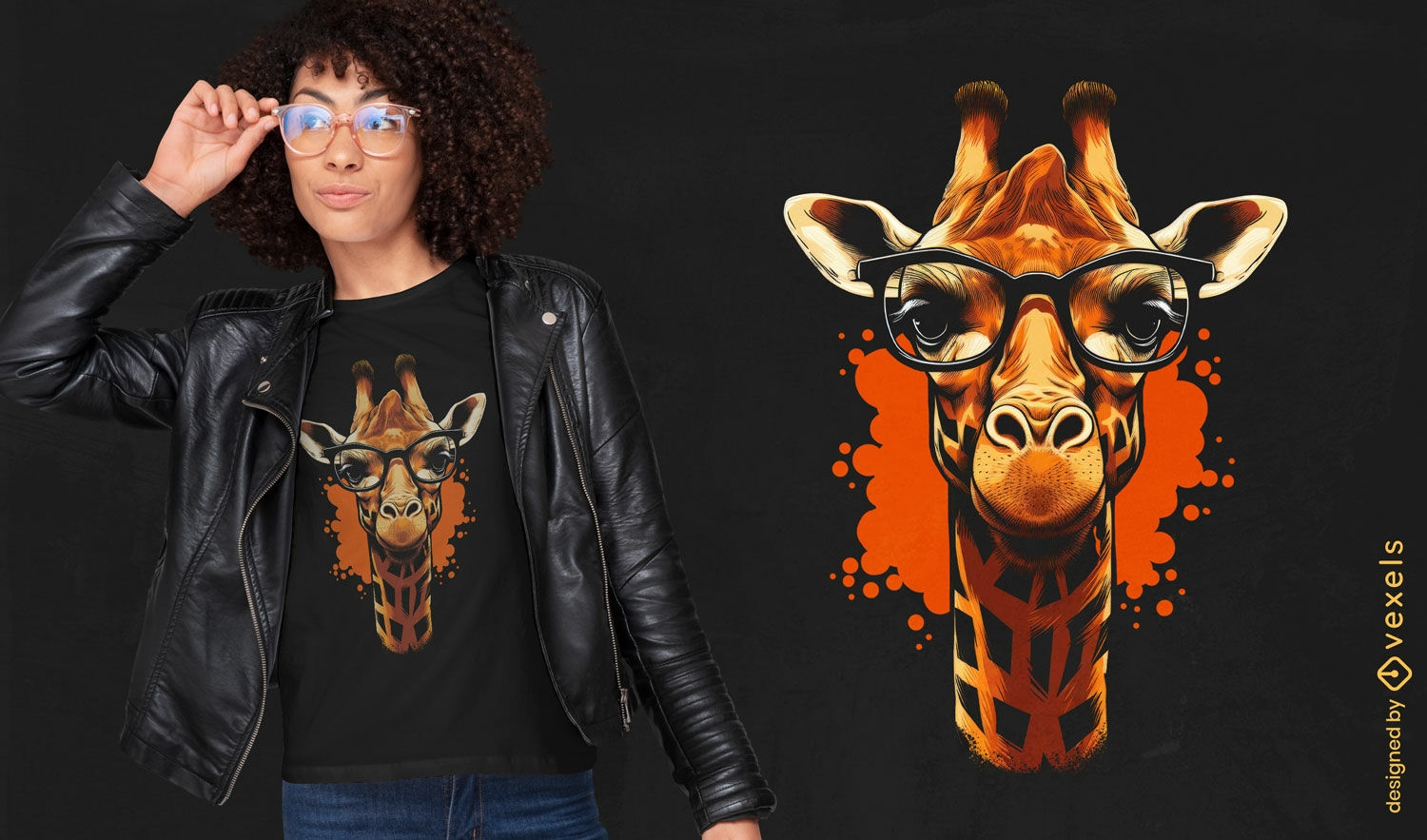 Design de camiseta com retrato de girafa